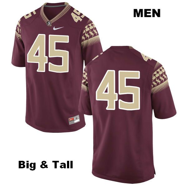 Men's NCAA Nike Florida State Seminoles #45 Delvin Purifoy College Big & Tall No Name Red Stitched Authentic Football Jersey FAW0069AX